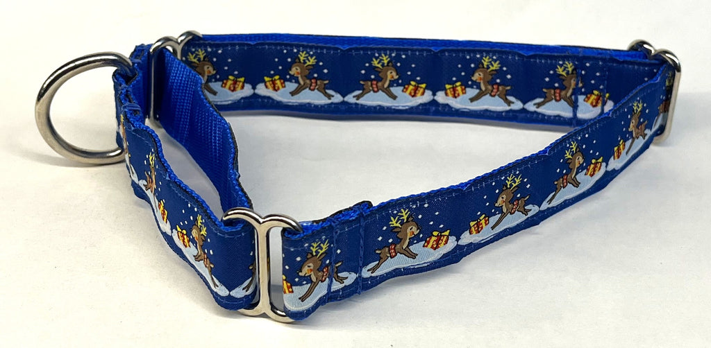 Reindeer and Presents Martingale Collar 1in