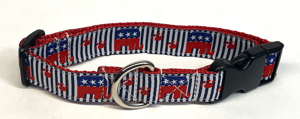 Republican Elephants and Paws Dog Collar 1in