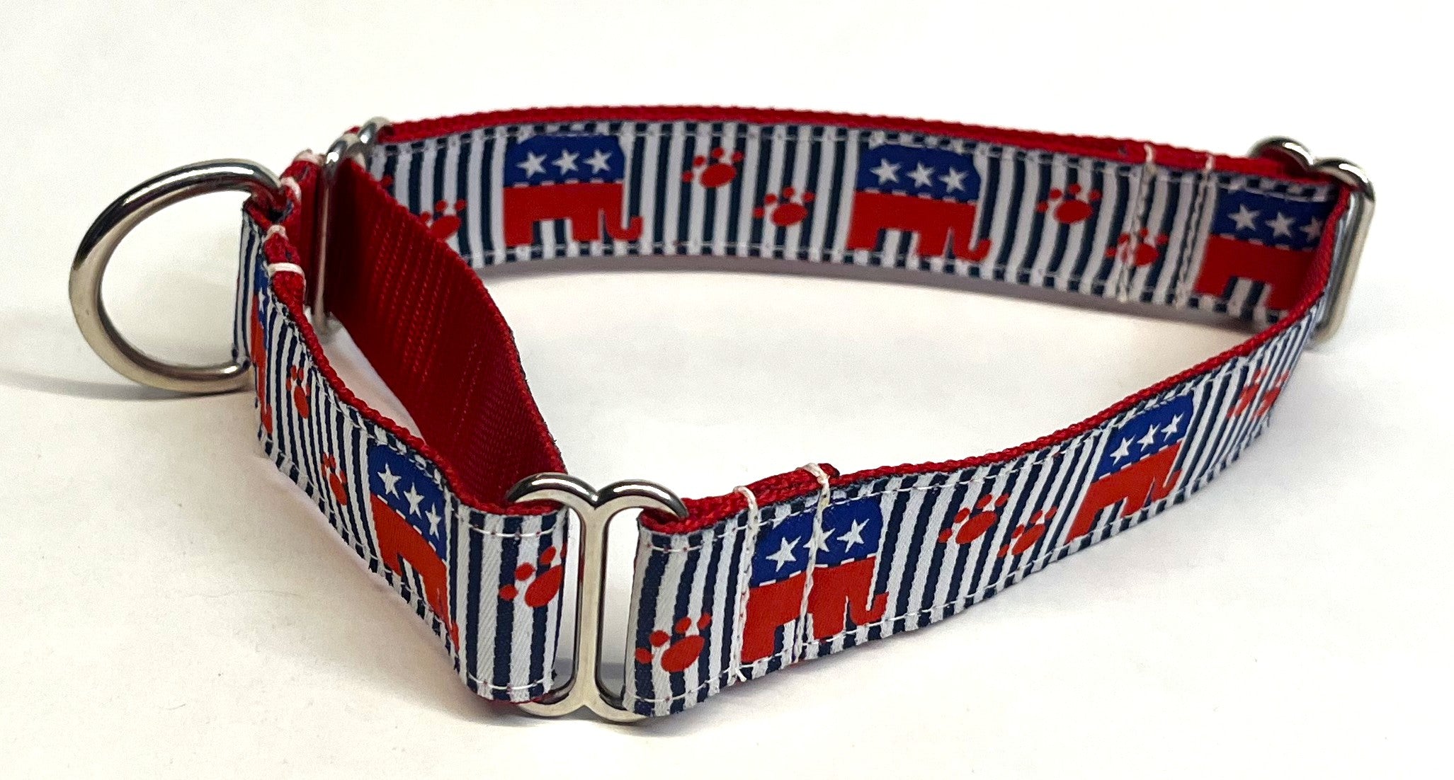 Republican Elephants and Paws Martingale Collar 1in