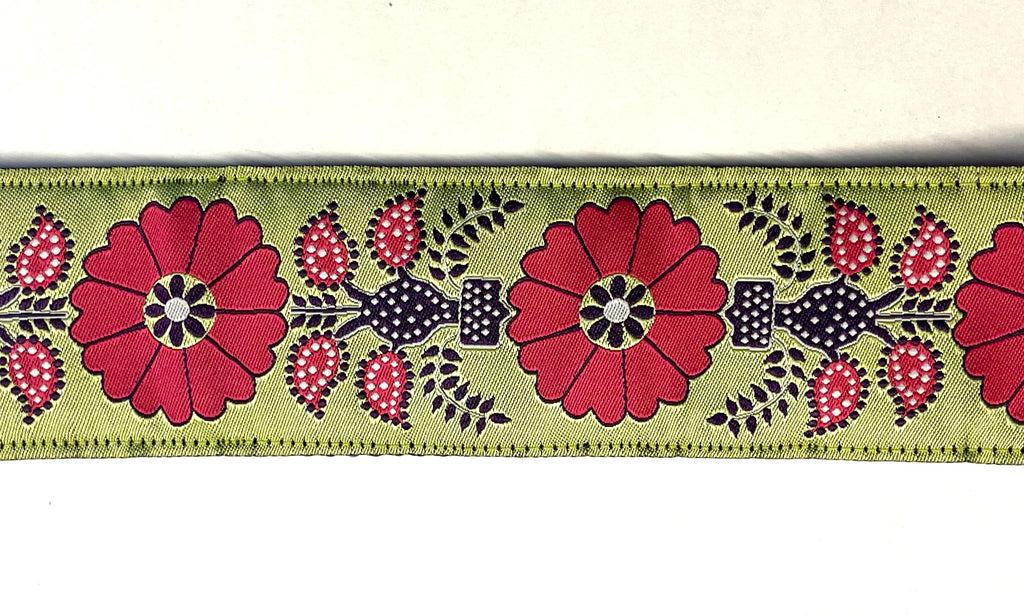 Sage Green with Pink and Purple Flower Design Dog Collar 2in