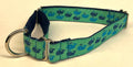 Seafoam Green with Blue and Turquoise Little Whales Martingale Collar 1in
