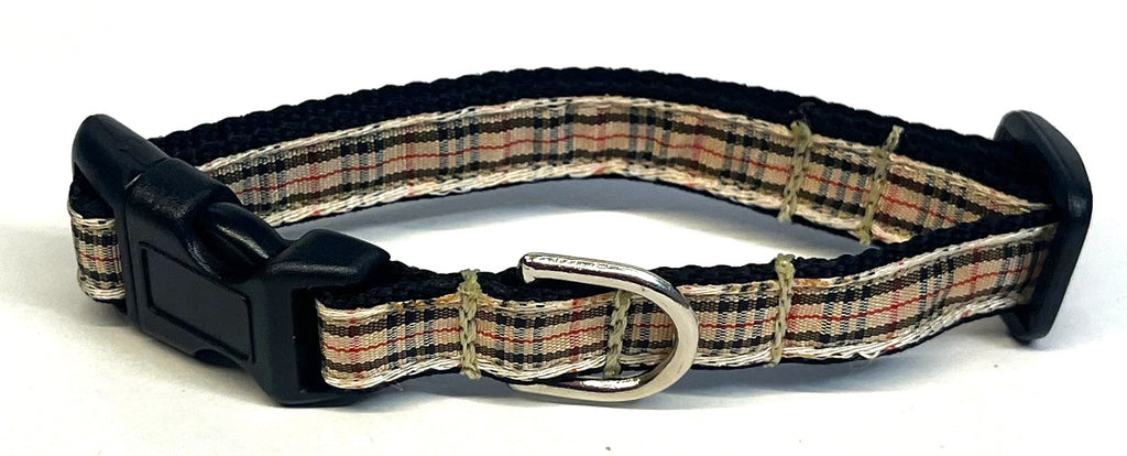 Tan, Black & Red Plaid Dog Collar 1/2