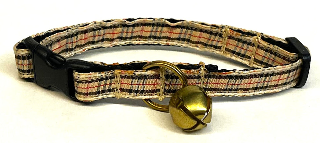 Tan, Black, and Red Plaid Cat Collar