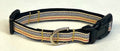 Tan, Black, White, and Red Stripes Dog Collar 1/2