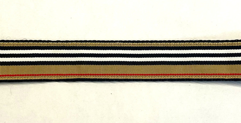 Tan, Black, White, and Red Stripe Dog Leash 1in