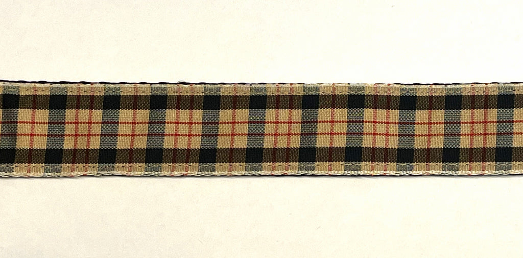 Tan, Black, and Red Plaid Martingale Collar 1in