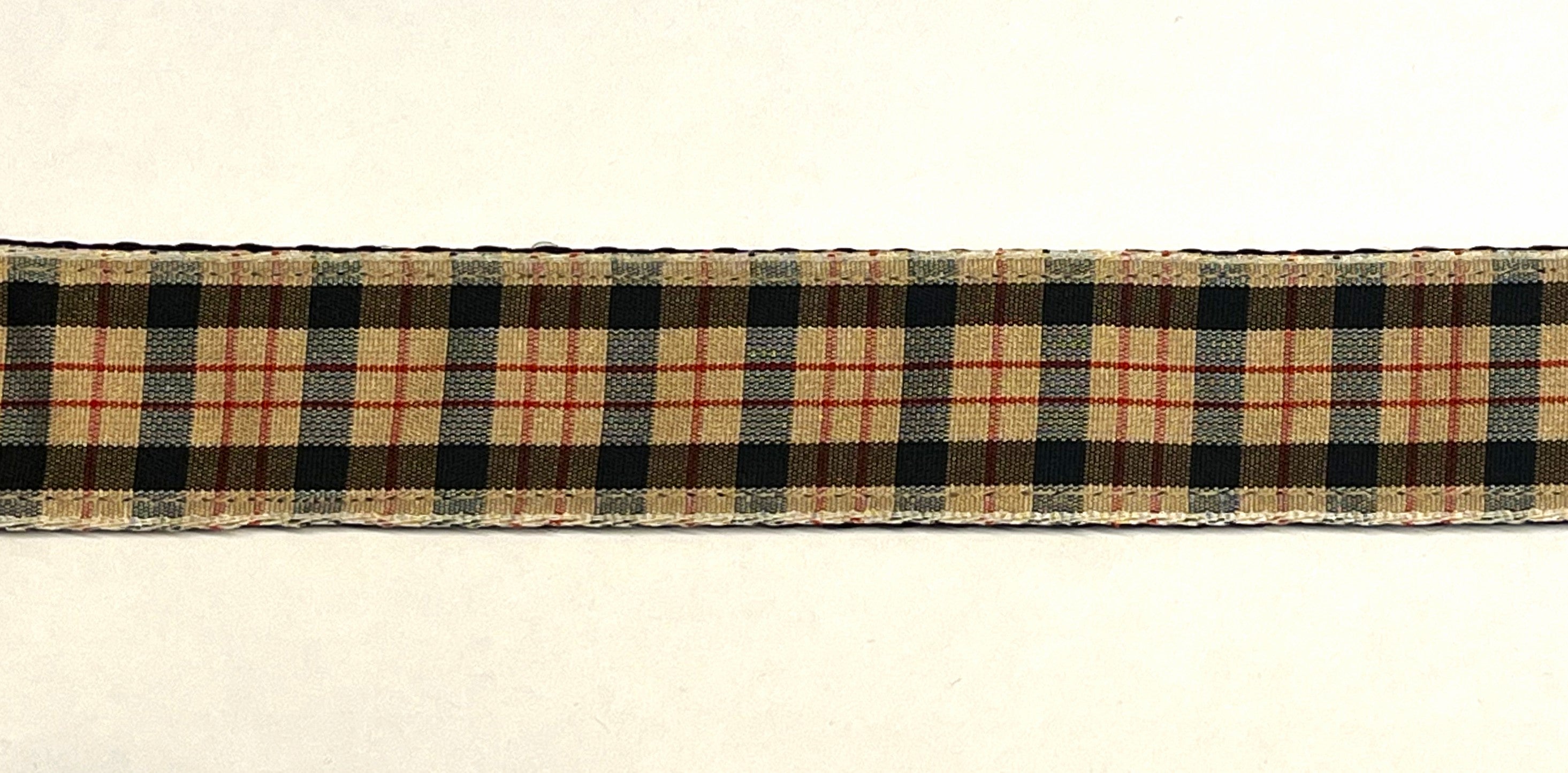 Tan, Black, and Red Plaid Martingale Collar 1in