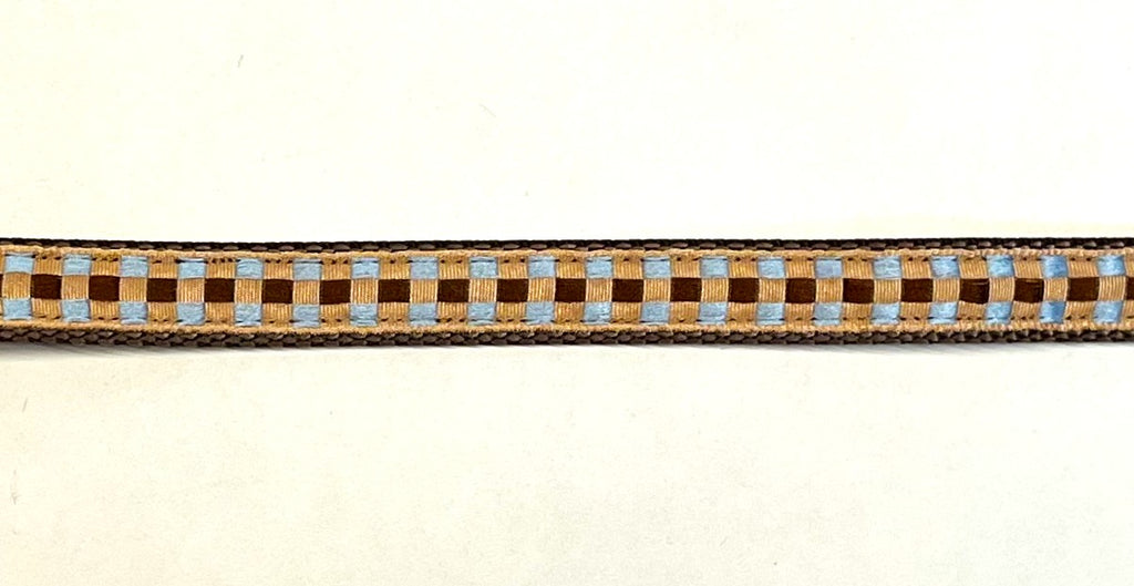 Tan, Brown, and Blue Plaid Dog Collar 1/2 inch