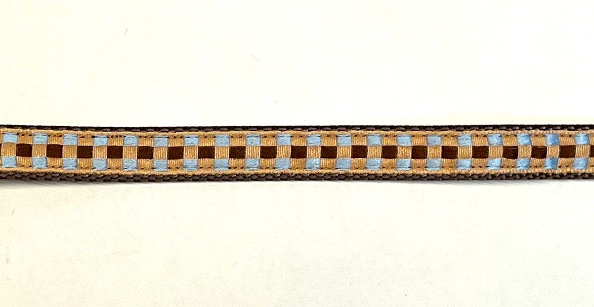 Tan, Brown, and Blue Plaid Dog Collar 1/2 inch