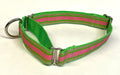 Tan, Green, Pink Stripe Martingale Collar 1in