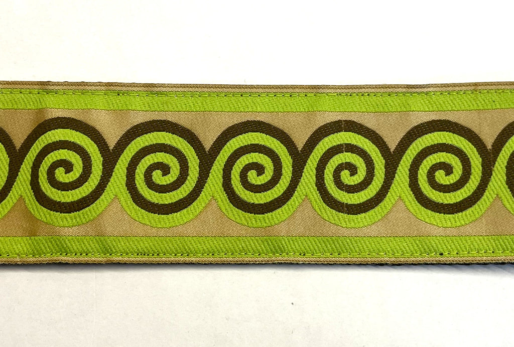 Tan, Green with Brown, Green Swirl Design Chain Martingale Collar 2in