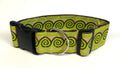 Tan, Green with Brown, Green Swirl Design Dog Collar 2in