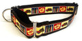 Tan, Red, and Navy Squares with Woody Wagon, Surfboards, and Flowers Martingale Collar 1 1/2 in