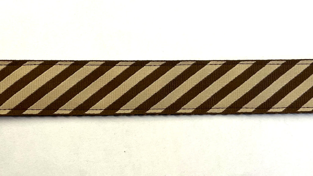 Tan and Brown Diagonal Stripe Dog Collar 1in