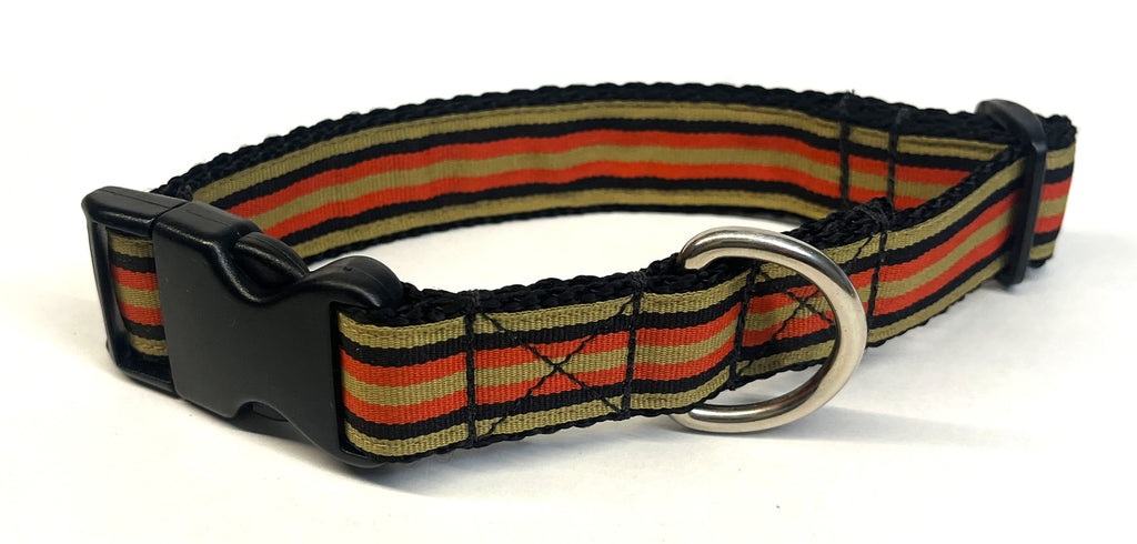 Tan, Black, and Red Stripes Dog Collar 1in