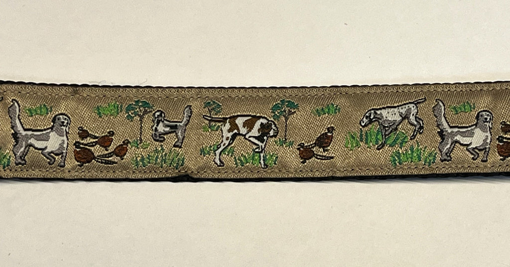 Tan with Bird Dogs Martingale Collar 1in