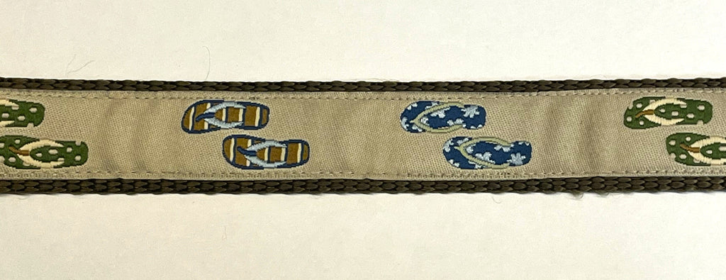 Tan with Flip Flops Dog Collar 1in