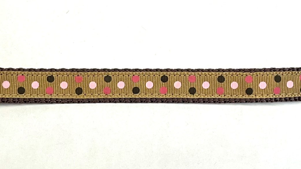 Tan with Pink, Brown, and White Dots Dog Collar 1/2 inch