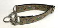 Tan with Bird Dogs Chain Martingale Collar 1in