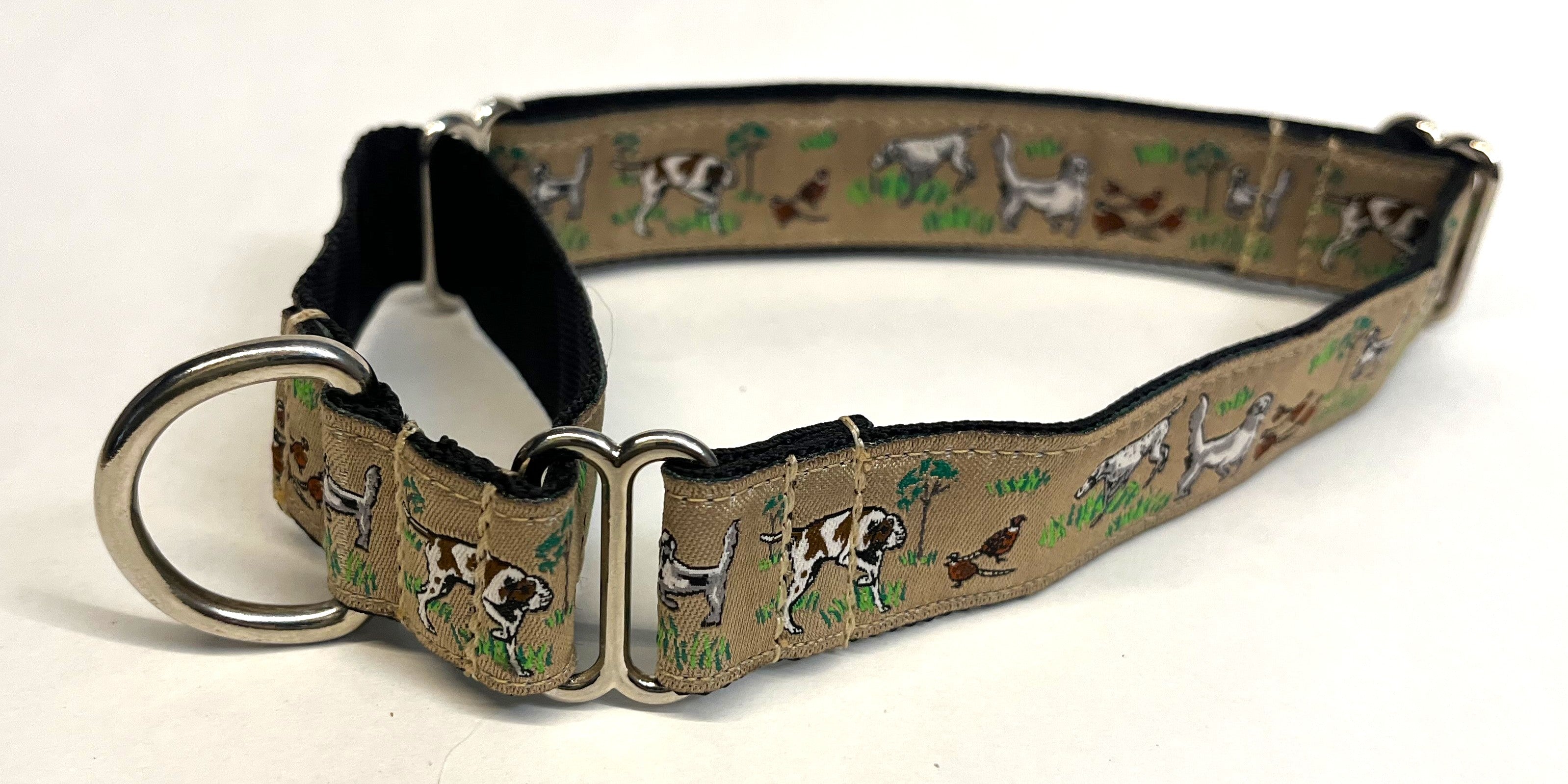 Tan with Bird Dogs Martingale Collar 1in