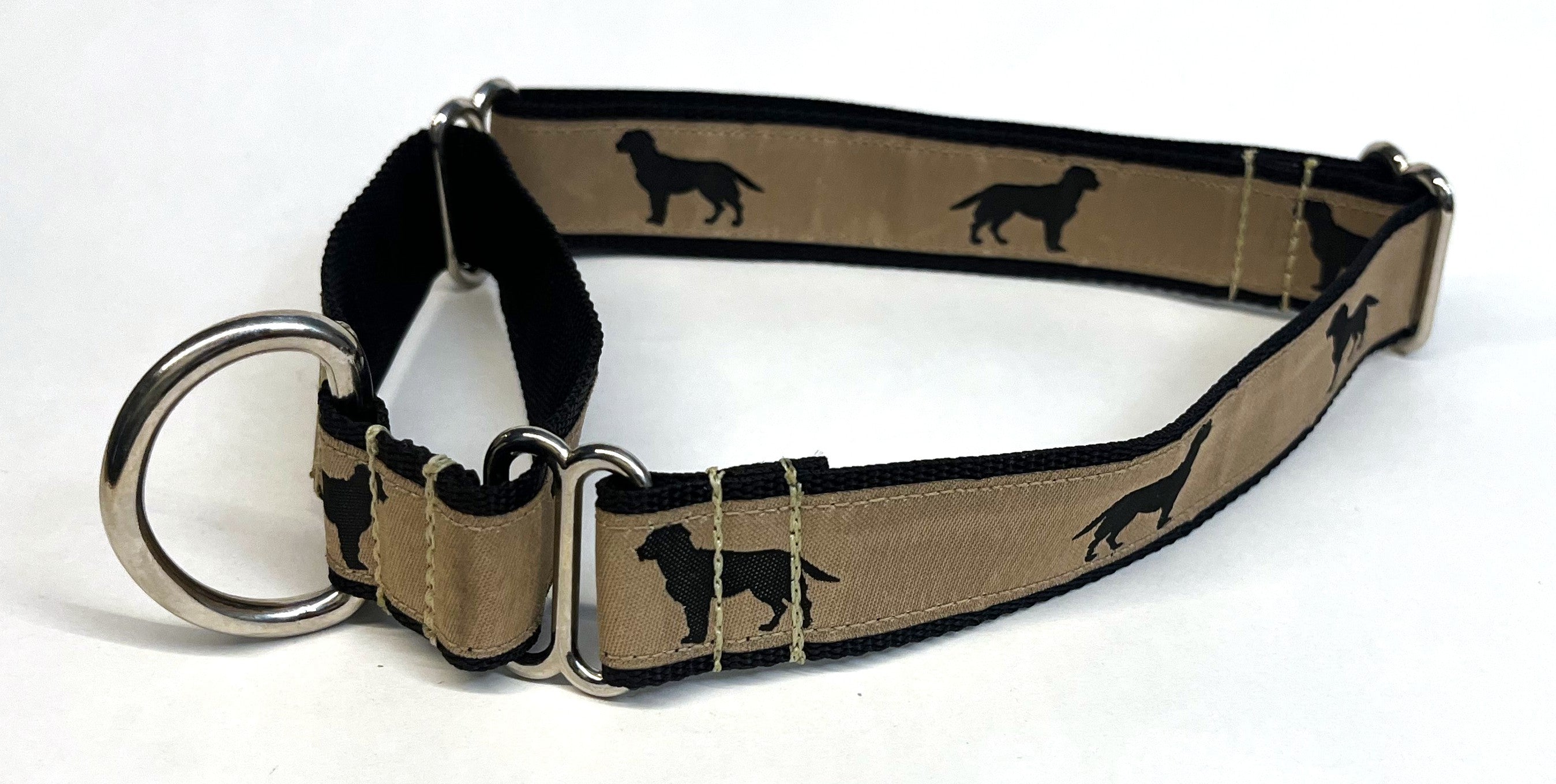 Tan with Black Labs Martingale Collar 1in