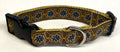 Tan with Blue, Gold, Rust Medallion Dog Collar 1in