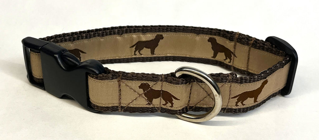 Tan with Chocolate Labs Dog Collar 1in