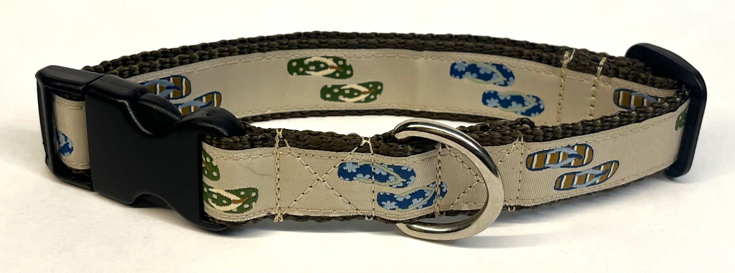 Tan with Flip Flops Dog Collar 1in