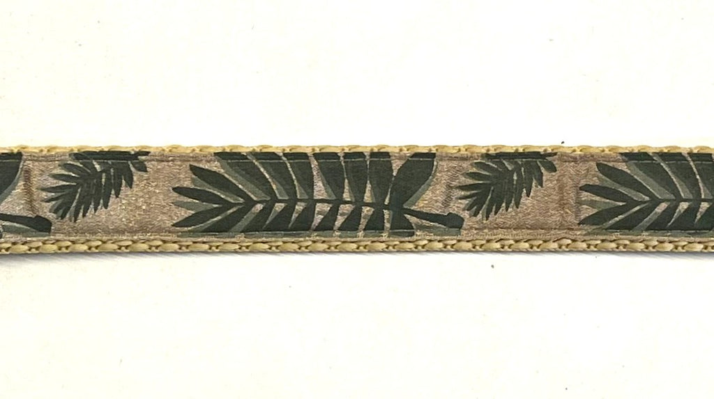 Tan with Green Palm Branch Dog Collar 3/4