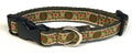 Tan with Olive Circles and Red Asterisks Design Dog Collar 3/4