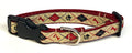 Tan with Red and Black Argyle Design with Bones and Paws Dog Collar 3/4