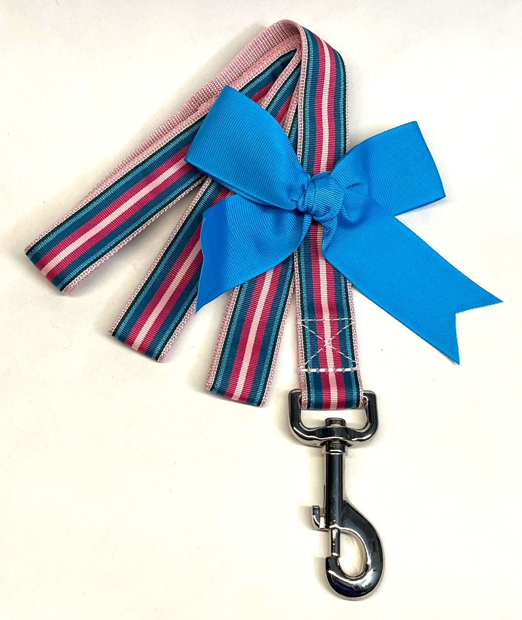 Teal, Blue, Pink, Light Pink Stripe Dog Leash 1in