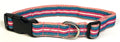 Teal, Blue, Pink, Light Pink Stripe Dog Collar 1in