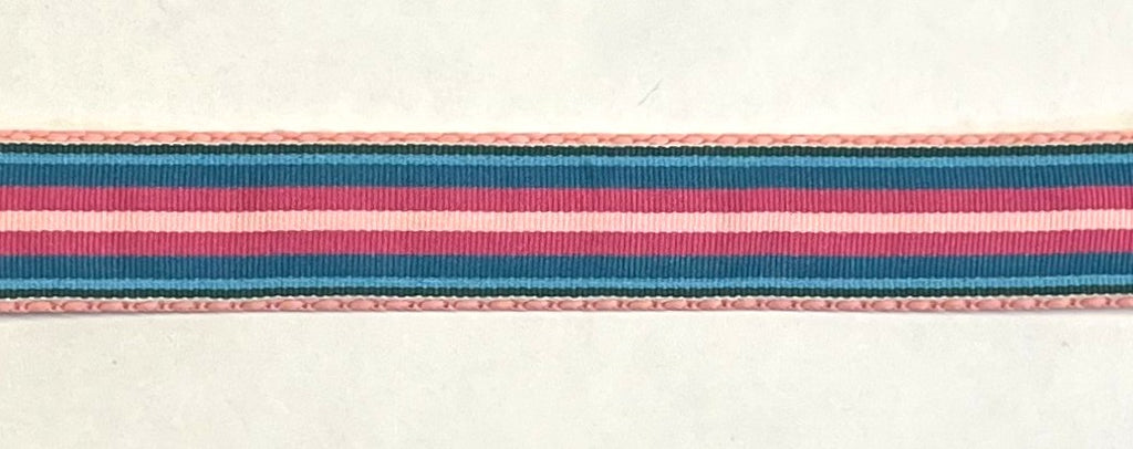 Teal, Blue, Pink, Light Pink Stripe Martingale Collar 1in