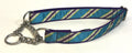 Teal, Green, White, & Purple Diagonal Stripe Chain Martingale Collar 1in