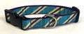 Teal, Green, White, & Purple Diagonal Stripe Dog Collar 1in