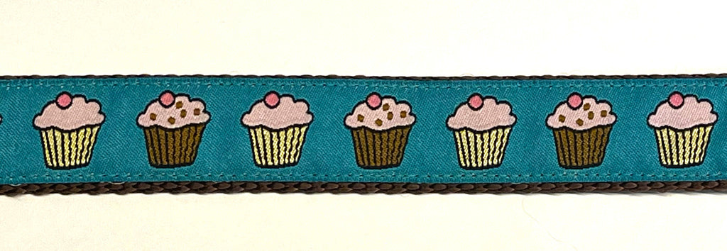 Teal with Cupcakes Dog Collar 1in