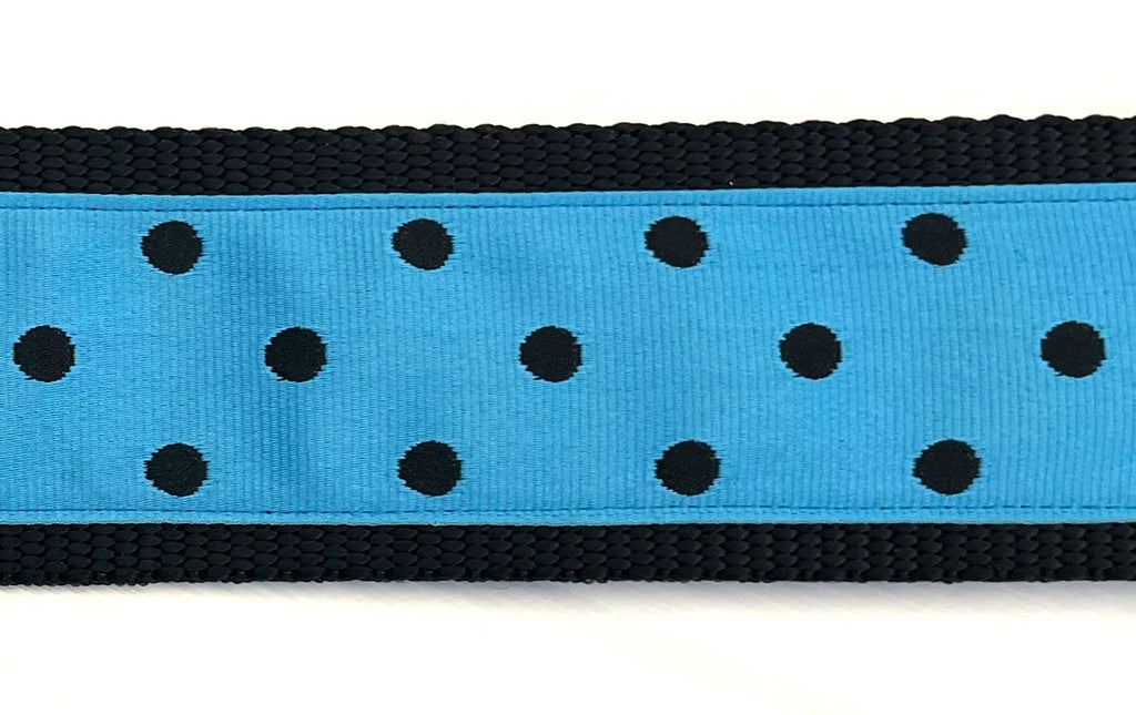 Turquoise with Black Polka Dots Chain Martingale Collar 2in
