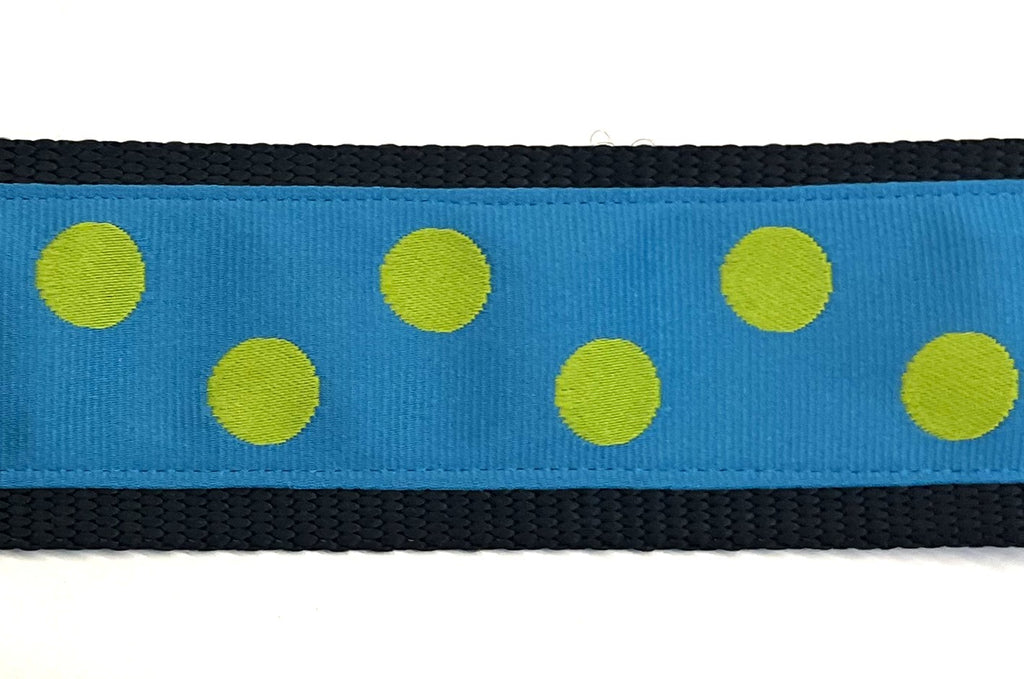 Turquoise with Lime Green Dots Dog Collar 2in