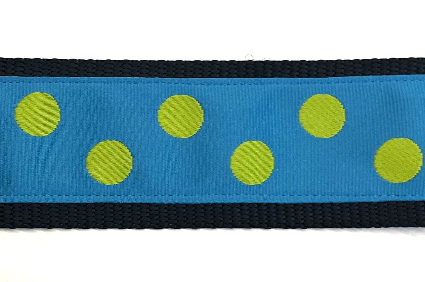 Turquoise with Lime Green Dots Dog Collar 2in