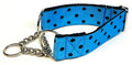 Turquoise with Black Polka Dots Chain Martingale Collar 1 1/2 in