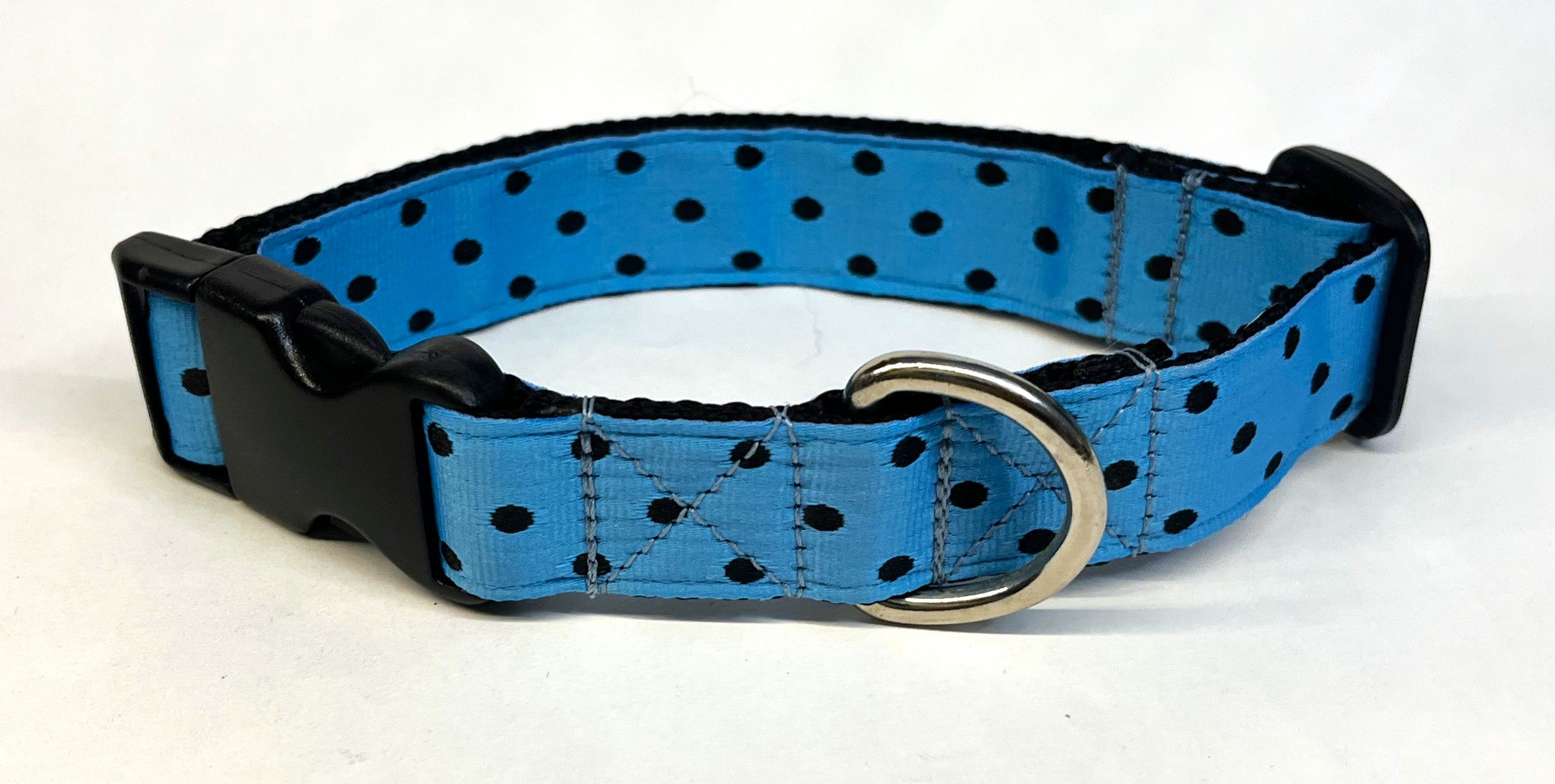 Turquoise with Black Polka Dots Dog Collar 1in
