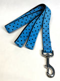 Turquoise with Black Polka Dots Dog Leash 1in
