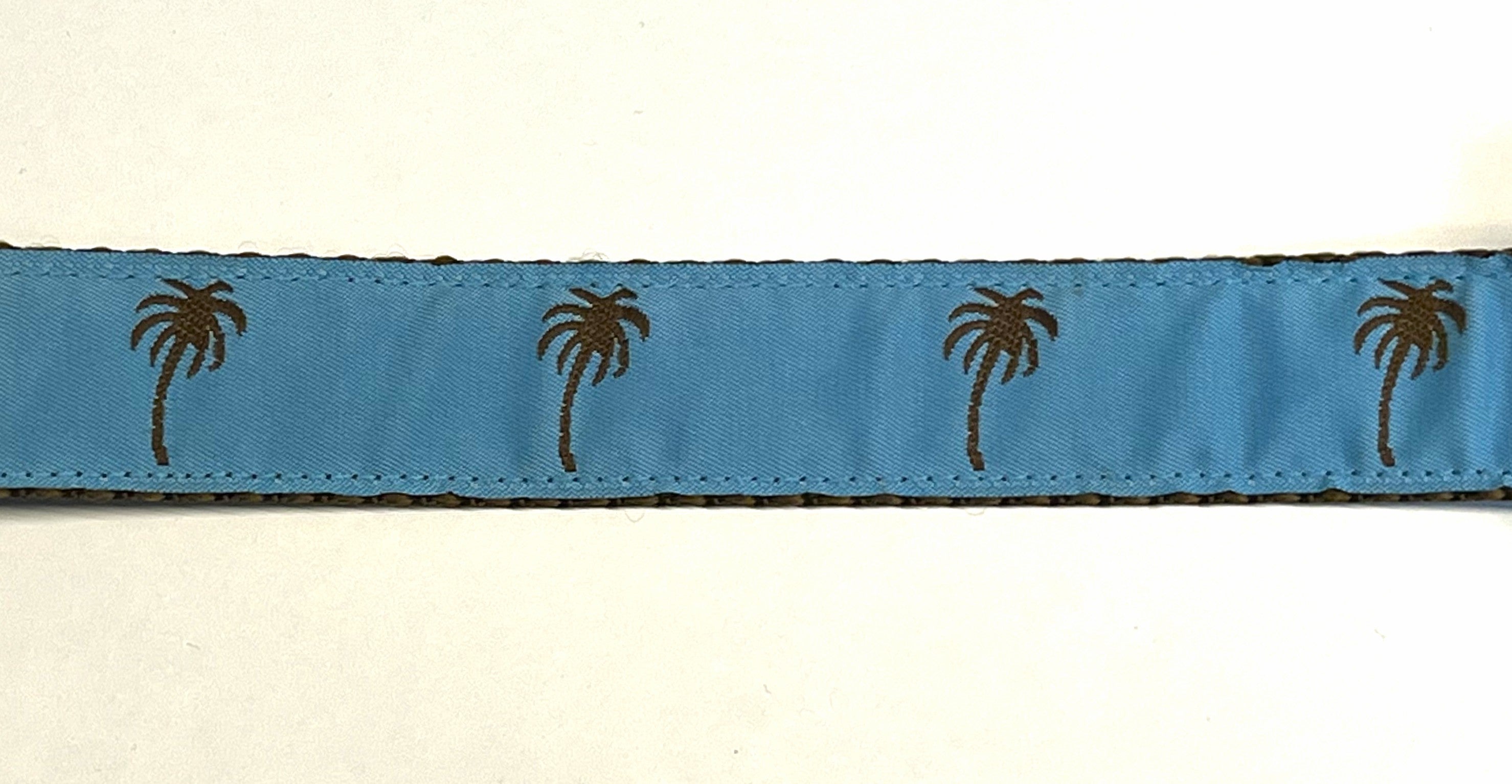 Turquoise with Brown Palm Trees Martingale Collar 1in