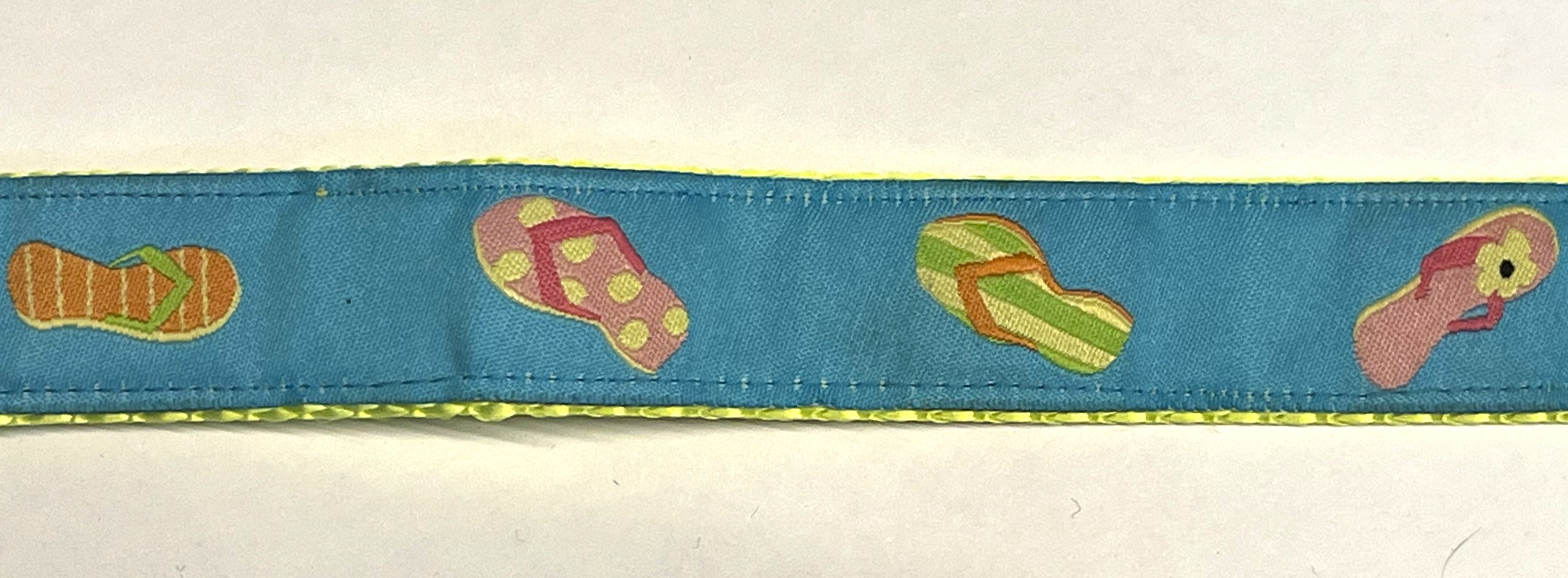 Turquoise with Flip Flops Martingale Collar 1in