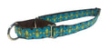 Turquoise with Green Fleur De Lis Martingale Collar 1in