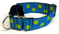 Turquoise with Lime Green Dots Martingale Collar 1 1/2 in