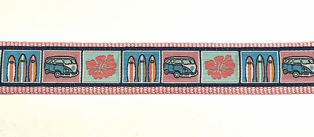 VW Bus, Surfboards, and Flower Squares Chain Martingale Collar 1in