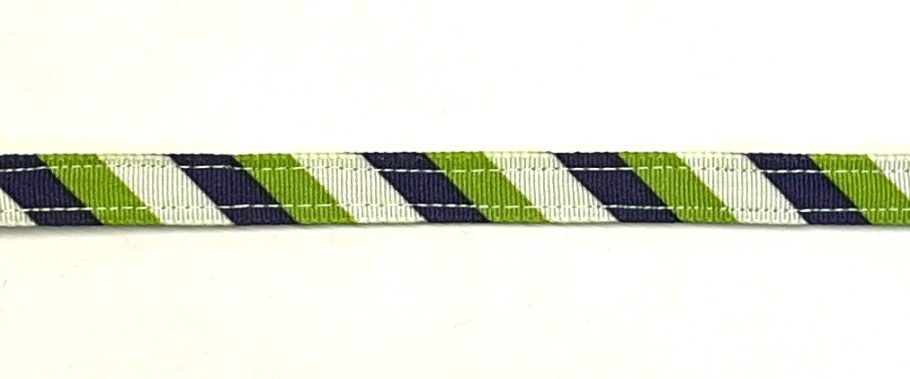 White, Green, and Navy Diagonal Stripe Cat Collar