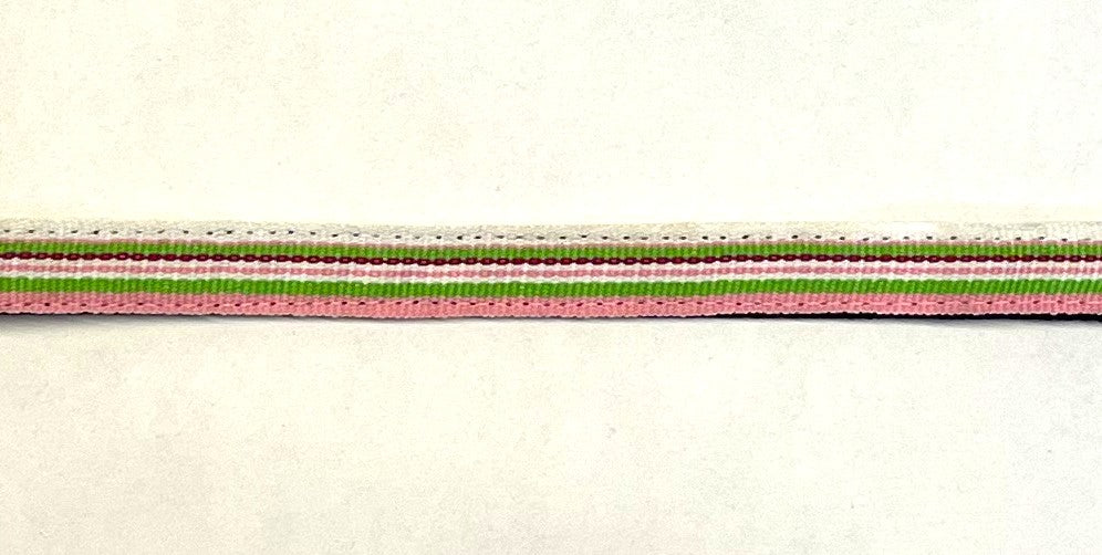 White, Green, Pink & Burgundy Stripe Cat Collar